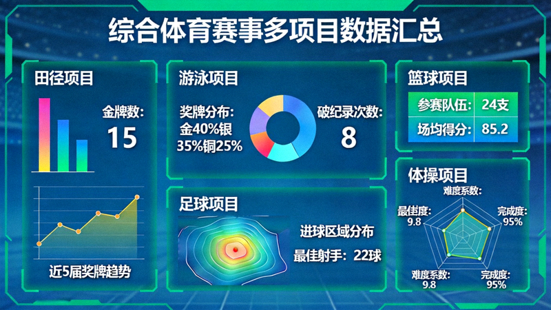 综合体育赛事多项目数据汇总看板